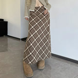 MQTIME - Plaid Pattern Zipper Side High Waist Women'S Skirts Winter Y2K Casual Party Fashion Daily Clothing