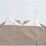 MQTIME  -  Fashion Plaid V Neck Cami Top Women Elegant Sleeveless Spaghetti Strap Camisole Tops Casual Going Out Outfit For Spring Summer
