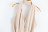 MQTIME  -  Halter Dress With Belt for Women Backless V Neck Women's Midi Dress With Adjustable Tie Belt Female Party Dresses