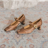 MQTIME  -  New women's shoes classic new Chinese retro style square toe thick heel shallow mouth single shoe