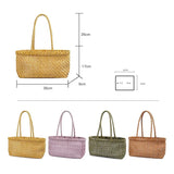  MQTIME  -  Lightweight Korean Woven Tote Bag, Minimalist PU Shoulder Handbag With Mini Inner Pouch, Women Vacation Underarm Basket Purse