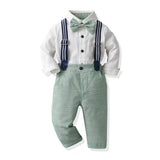 MQTIME  -  Children Boys Gentleman Clothing Sets Toddler Boy Long Sleeve Bowtie Shirts+Suspenders Pants Outfits Formal Suits