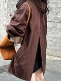 MQTIME  -  High-quality Oversized Stand-collar Trench Coat for Women, Lazy Style Minimalist Outerwear