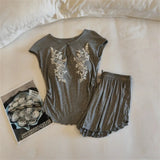 MQTIME  -   New Homewear Two-Piece Short-Sleeved Top Shorts Suit Pajamas Set Summer Comfortable Sleepwear Women Loungewear Pijama