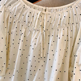 MQTIME  -  French bubble sleeved beige polka dot shirt for women's 2024 summer new retro loose tie round neck short sleeved top