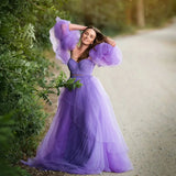 MQTIME  -  Purple Maternity Dress for Photoshoot Empire Tulle  Prom Party Gowns Modest Pregnancy Robes Girls Wear For Babyshower Customized