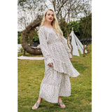 Mqtime Spring Summer Long Sleeve Casual Dresses Female Holiday Women Maxi Dress Print O-Neck Fashion Bohemian Long Sundress Vestidos