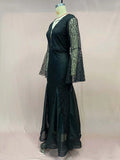 MQTIME  -  Women Long Dress Sexy Flare Sleeve Lace Embroidery Dresses Elegant High Waist Night Vestidos Female Party Evening Maxi Dress