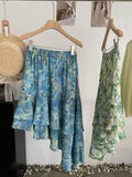 MQTIME  -  Summer Vacation Irregular Flower Print High Waist A-LINE Patchwork Fashion Skirts