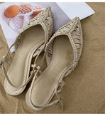 MQTIME  -  New Pointed Roman Sandals Women's Summer Flat Bottom Hollow Word with Bag Head Cool Slippers