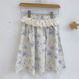 MQTIME  -  New Summer Baby Girl Clothes Suit Short Sleeved Cotton Flower Printed T-shirt+Skirt 3-7Yrs Children Clothing Set