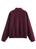 MQTIME  -  2025 Spring New Solid Loose Female Jacket Casual Zipper Long Sleeve O-neck Coat for Women Vintage Ladies Outwear Top High Street