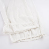  MQTIME  -  Women's White Loose Wide Leg Pants Drawstring Elastic Waist Tie - Ankle Cuffs Flowy Summer Beach Pants Casual Lounge Sheer Pants