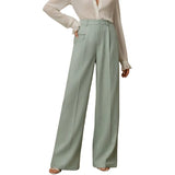 MQTIME  -  Elegant High Waist Wide Leg Women's Casual Spring Summer Loose Business West Pants Female Fashionable Commute Polyester