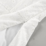 MQTIME  -  French Style White Lace Trim Short Sleeve Dress 2025 Summer A Line Bow Tie Casual Mini Dress