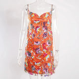 MQTIME  -  Elegant Off Shoulder Sequins Short Dress Women Sexy Sleeveless Backless Club Party Dress Fashion Print Hight Waist Mini Dresses