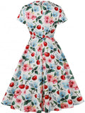  MQTIME  -  Women Summer Pin Up Casual Party Dress 2026 Short Sleeve Retro Robe 60s 50s Vintage Rockabilly 1960s 1950s Swing Dress Vestidos