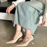 MQTIME  -  Designer Office Women Pumps Shoes Fashion Shallow Wedge High Heels 2025 Spring Autumn Wedding Party Shoes Mujer