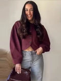 MQTIME  -  Women Autumn Winter Elegant Shorts Set Two Pieces Set Crop Single Breasted Long Sleeves Jacket Coat Female Chic Shorts Suit