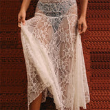 MQTIME  -  Fashionable Women's Wear Street Lace Perspective A-line Large Swing Slimming Style Medium length Skirt