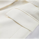 MQTIME  -  Blazer Suit Trouser Sets Women Solid Lace Up Turn-down Collar Coat High Waist Wide Leg Pant Suits Female 2025 Office Lady Outfit