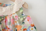 MQTIME  -  2Piece Sets Summer Kids Clothes Korean Cute Doll Collar Sleeveless Cotton Princess Flower Girl Dresses+Bag Toddler Dress B034
