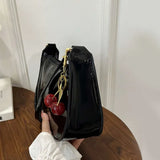 MQTIME  -  New Glossy Leather Cherry Pendant Versatile Sweet Phone Storage Women's Shoulder Bag