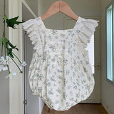  MQTIME  -  New Summer Newborn Baby Girl Romper Flying Sleeve Cotton Mesh Splicing Toddler Baby Girl Jumpsuit 0-24M Baby Girl Clothing