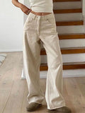 MQTIME  -  Vintage Women Baggy Denim Trousers High Waist Straight Wide Leg Casual Style Jeans Loose Dragging Pleat Fashion Daily Pants