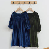  MQTIME  -  Girls Velvet Dress With Gorgeous Sleeves Chic Sapphire Blue Christmas Party Vintage Dresses Children's Autumn Clothes