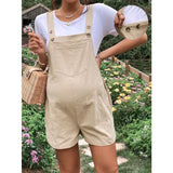 Mqtime Maternity Jumpsuits Knee-length Plus Size Summer Fashion Pregnant Woman Rompers Solid Color Pregnancy Overalls Cotton Clothes