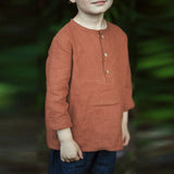  MQTIME  -  Casual Daily Cotton And Linen Children's Shirt Autumn New Retro Mori Buttons Long-Sleeved Shirts Boys And Girls Clothing