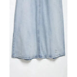  MQTIME  -  Vintage Women's Denim Halter Dress Sleeveless Perforated V-Neck Long Summer Dress for Ladies Holiday Fashion
