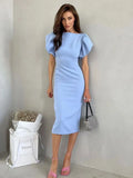 MQTIME  -  2024 Spring/Summer New Temperament Women's Dress With Split Wrap Hip Skirt Solid Color Midlength Skirt Elegant Long Skirt