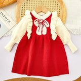 MQTIME  -  Girls Sweater Dress Autumn Winter Princess Dresses Kids Dress Fall Warm Christmas New Year Red Children Clothing 2-6Yrs