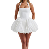 MQTIME  -  Women Halter Dress Summer Tie up Sleeveless Backless Corset Bubble Dress for Party Evening Club Streetwear