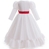 MQTIME  -  Halloween Girls Dress 2025 New Kids Elegant White Sweet Gown Children Fashion Vestidos Princess Floral Long Dresses 3-10Y