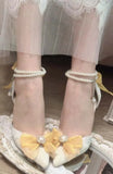 MQTIME  -  women's pumps and heels Lolita heels y2k accessories blue yellow bow elegant shoes for women wedding heel bridal shoes party