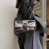 MQTIME  -  American Retro PU Harajuku Style Y2k Cool Large Buckle Crossbody Bags Shoulder Bag Phone Lipstick Storage Bags Women Bag