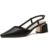 MQTIME  -  Elegant Middle Heels Pointed Toe Shoes Women's Thick Heels Luxury Shoes High Heels Fashion Slingback Pumps Office Shoe