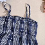 MQTIME  -  Korean Plaid Patchwork Slim Casual Spaghetti Strap Top Retro Y2K Sleeveless Backless Tank Top 2025 Summer New Streetwear Camis