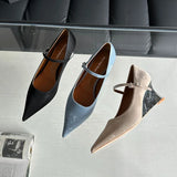 MQTIME  -  Designer Office Women Pumps Shoes Fashion Shallow Wedge High Heels 2025 Spring Autumn Wedding Party Shoes Mujer