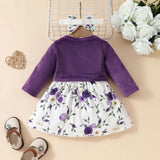 MQTIME  -  3Piece Spring Autumn Toddler Girl Clothes Baby Dresses Fashion Fleece Solid Long Sleeve Tops+Flowers Dress Newborn Items BC1405