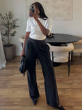  MQTIME  -  Fashion Patchwork Waist Long Pants For Women Elegant Wide Leg Baggy Trousers Lady 2026 Spring New Casual Sport Street Chic Pants