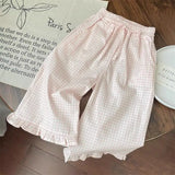 MQTIME  -  Summer 2025 Children Girl 2PCS Clothes Set Cotton Knotbow Short Sleeve Top For Baby Girl Pink Pink Wide Leg Pant Kid Girl Outfit