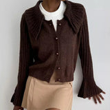 MQTIME  -  New Doll Lapel Knitted Cardigan Women