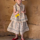  MQTIME  -  New Summer Baby Girls Embroidery Floral Sets Sleeveless Shirt Wide Leg Pants 2pcs Children Chic Outfits