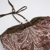 MQTIME  -  Vintage Y2k Flower Print Halter High Waist A-LINE Sleeveless Short  Dresses