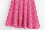  MQTIME  -  Vintage Printed High Waist Midi Skirts 2 Piece Sets For Women New V Neck Tied Short Top Holiday Summer Woman Outfits