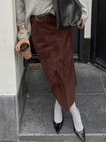  MQTIME  - Solid Commute Mid-Length Skirt For Women High Waist Elegant Commute Half-Slit Slim Party Looks Clothes Female Maxi Skirts